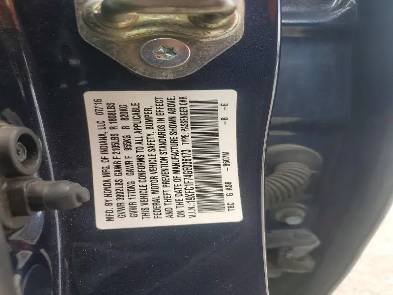 2016 HONDA CIVIC EXL  