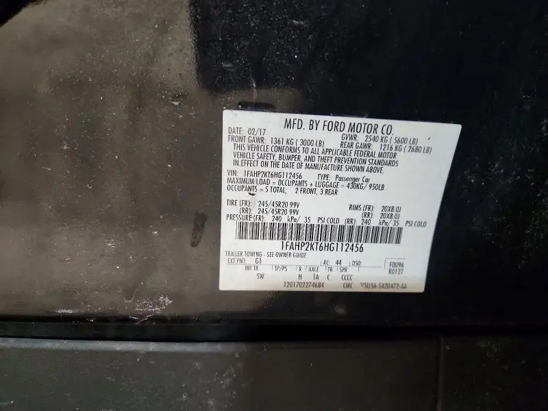 2017 FORD TAURUS SHO  