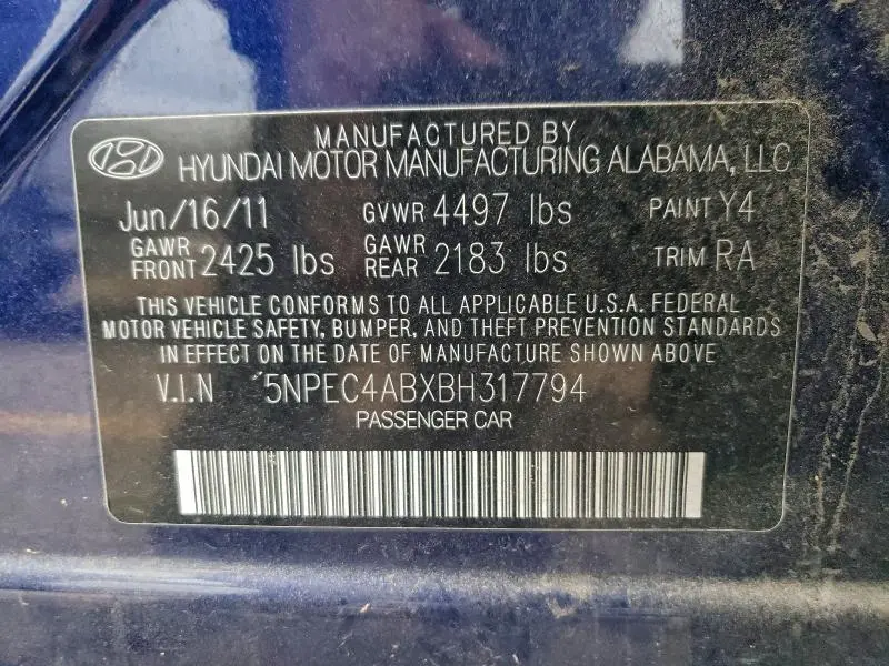 2011 HYUNDAI SONATA SE  