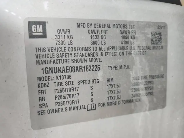 2010 CHEVROLET TAHOE K1500 LS  