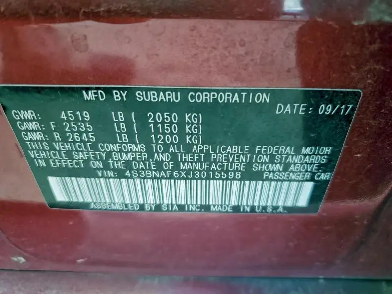 2018 SUBARU LEGACY 2.5I PREMIUM  