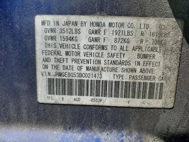 2011 HONDA FIT SPORT  