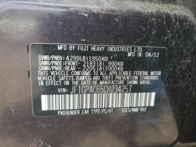 2012 SUBARU IMPREZA PREMIUM