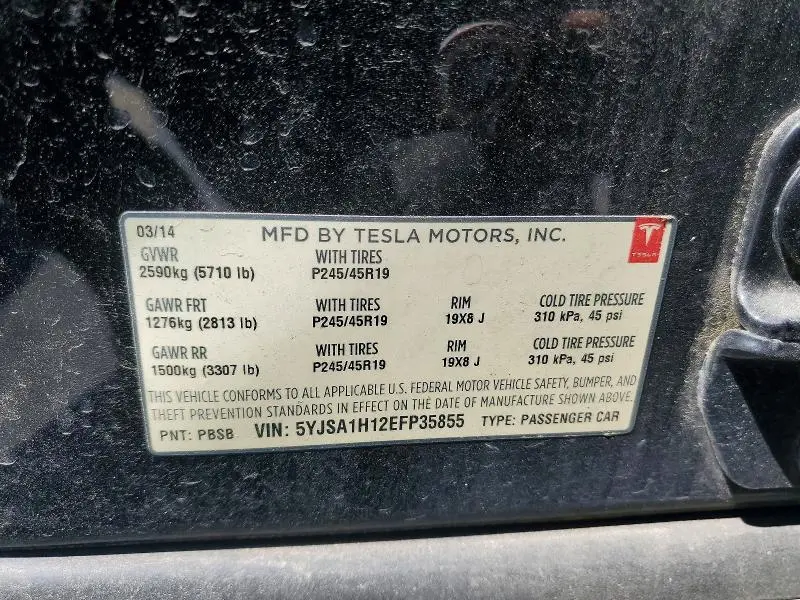 2014 TESLA MODEL S   