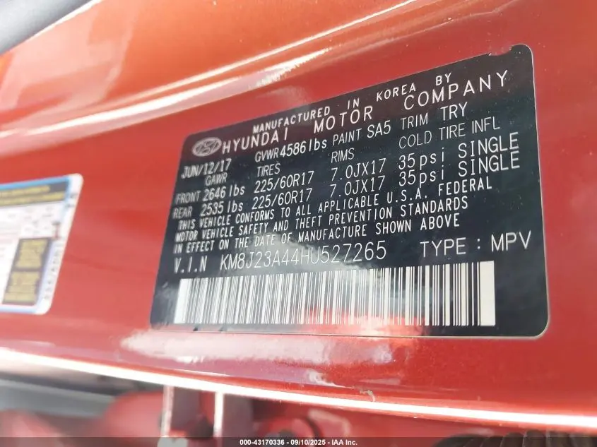 2017 HYUNDAI TUCSON SE