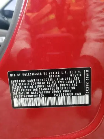 2017 VOLKSWAGEN JETTA S  