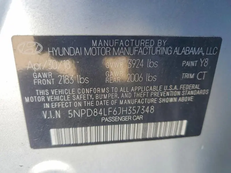 2018 HYUNDAI ELANTRA SEL  