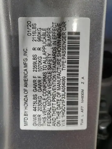 2020 HONDA ACCORD SPORT  