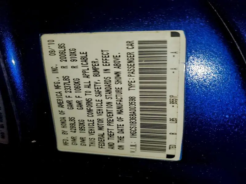 2011 HONDA ACCORD LX-S  