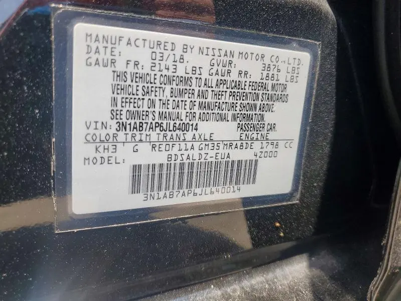 2018 NISSAN SENTRA SV  