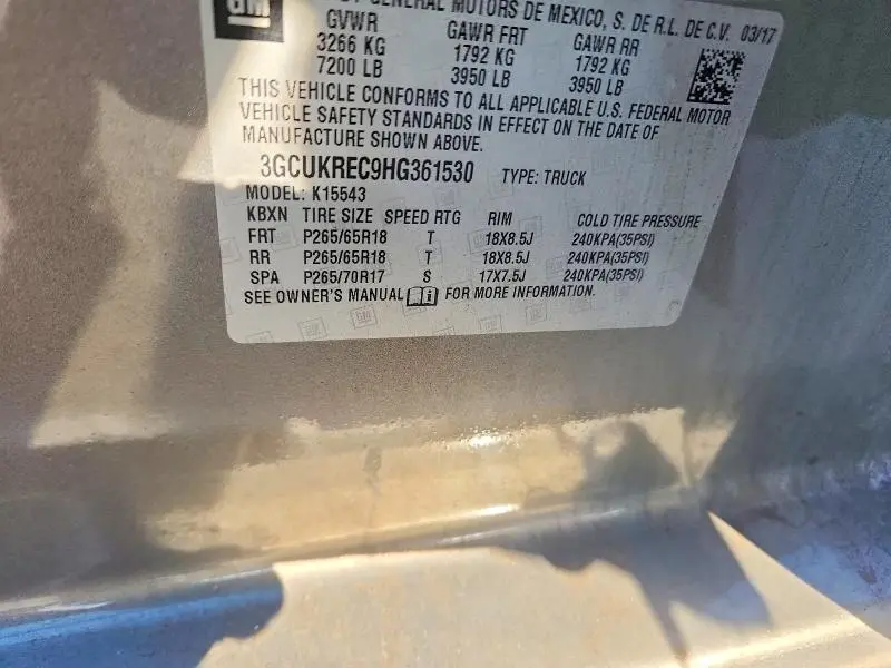 2017 CHEVROLET SILVERADO K1500 LT  