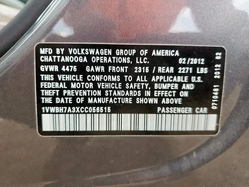 2012 VOLKSWAGEN PASSAT SE  
