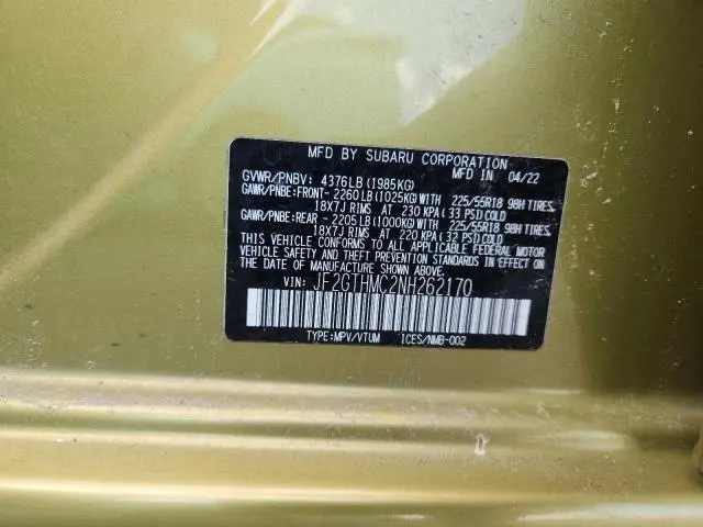 2022 SUBARU CROSSTREK LIMITED  