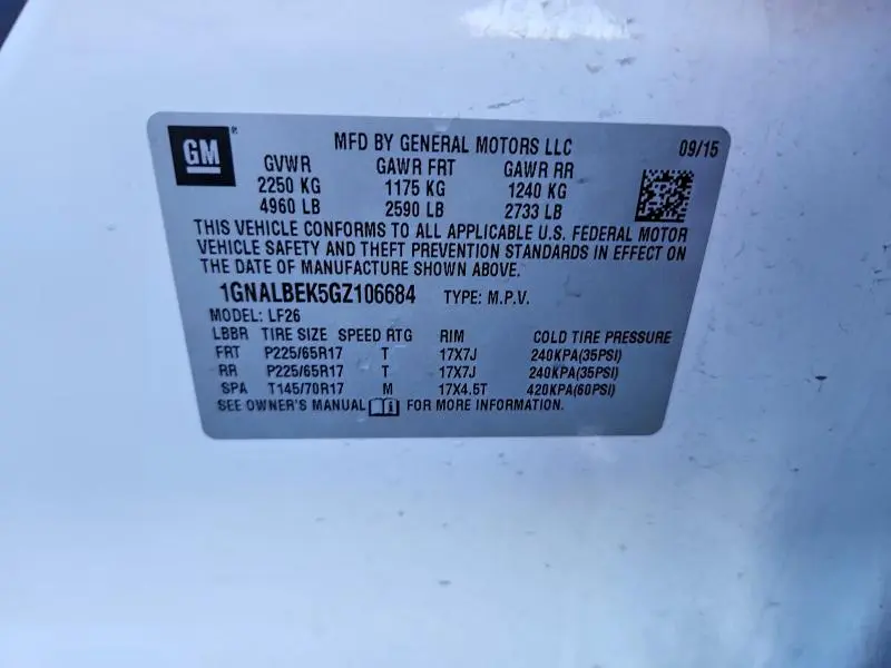 2016 CHEVROLET EQUINOX LS  