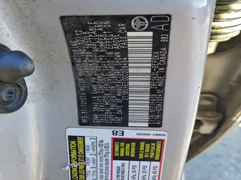 2013 TOYOTA COROLLA BASE  