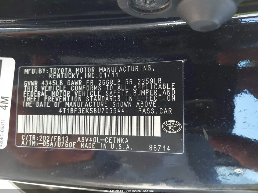 2011 TOYOTA CAMRY LE