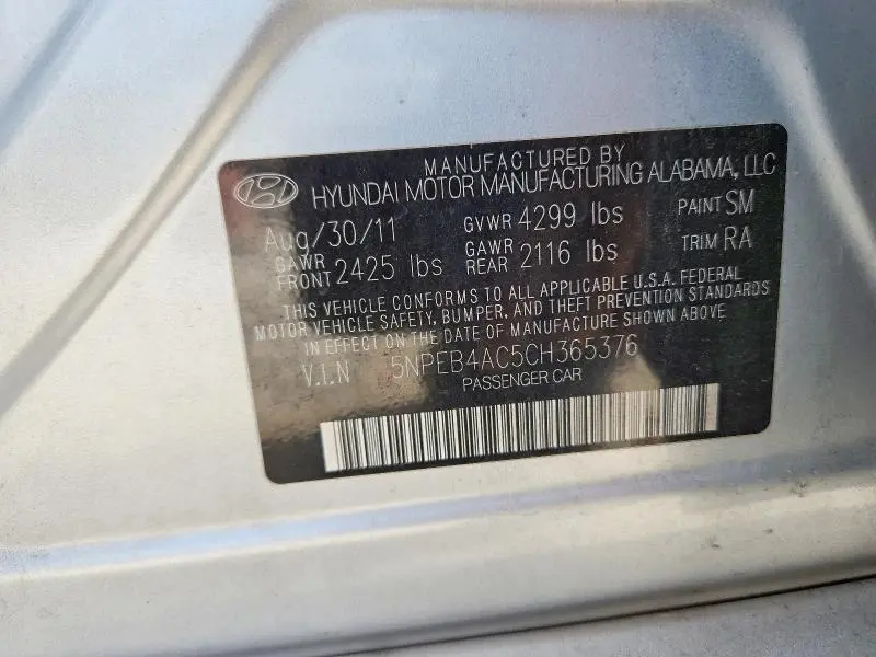2012 HYUNDAI SONATA GLS  