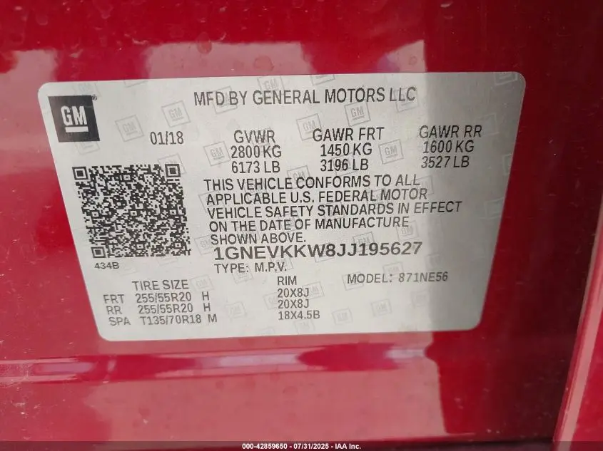 2018 CHEVROLET TRAVERSE HIGH COUNTRY