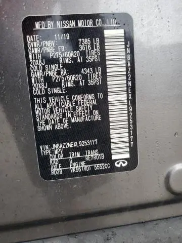 2020 INFINITI QX80 LUXE