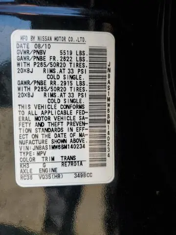 2011 INFINITI FX35   