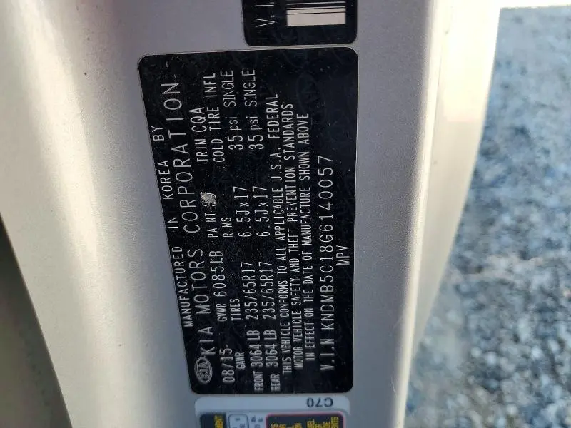 2016 KIA SEDONA LX  