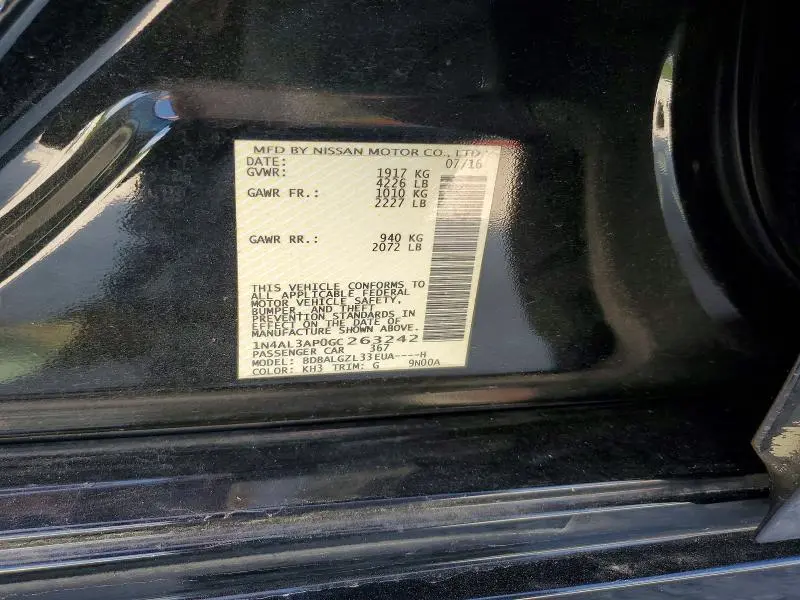 2016 NISSAN ALTIMA 2.5 S  