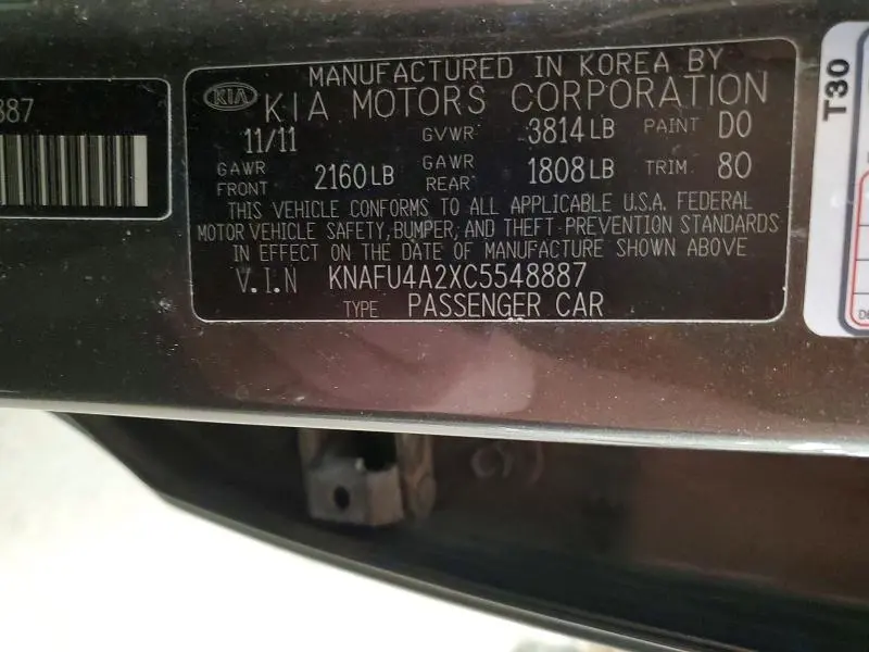 2012 KIA FORTE   