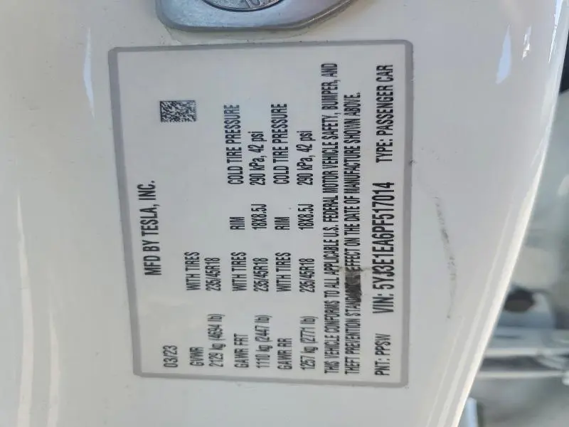 2023 TESLA MODEL 3   