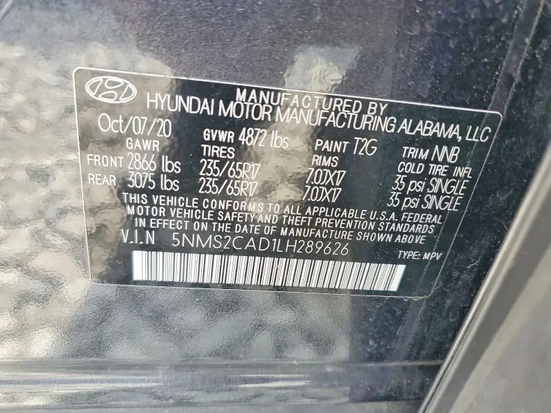 2020 HYUNDAI SANTA FE SE  