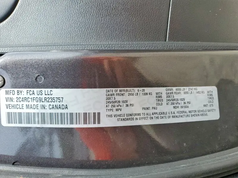 2020 CHRYSLER PACIFICA TOURING  