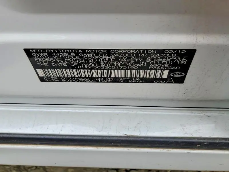 2012 LEXUS IS 250 BASE  