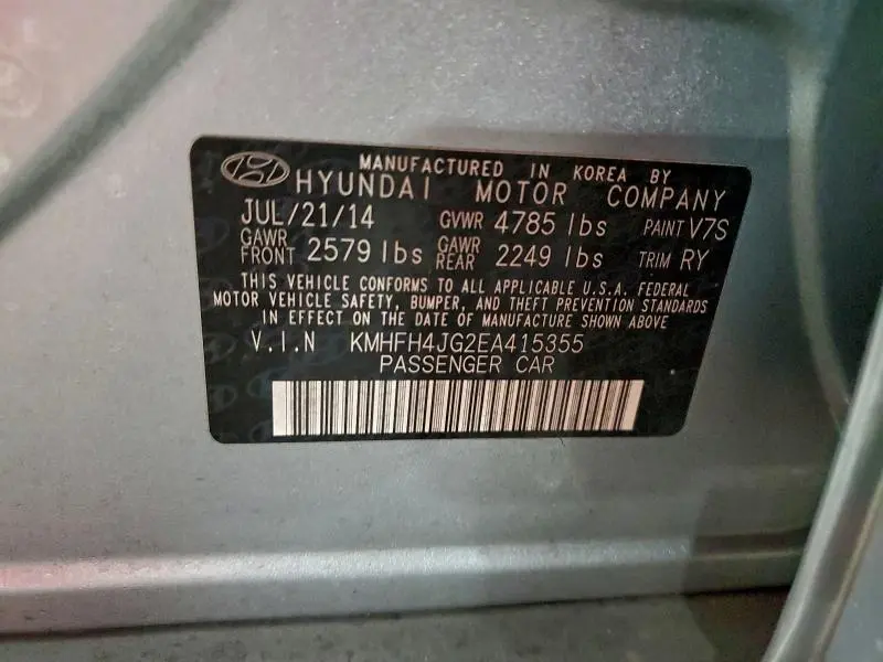 2014 HYUNDAI AZERA GLS  