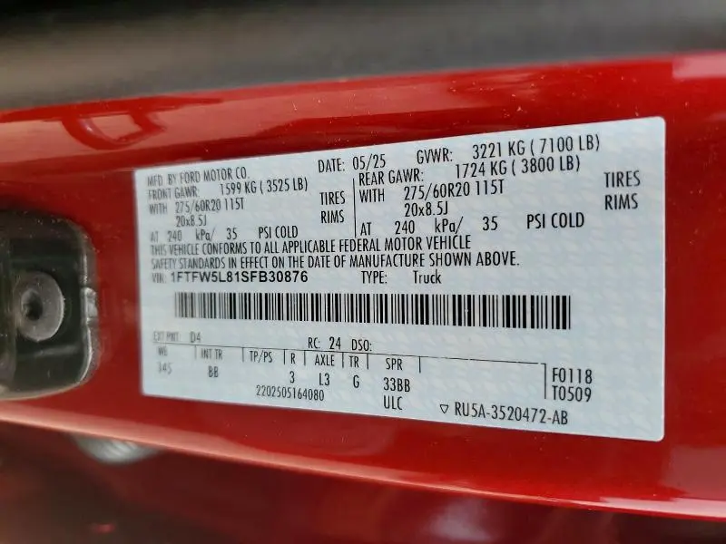 2025 FORD F150 LARIAT  