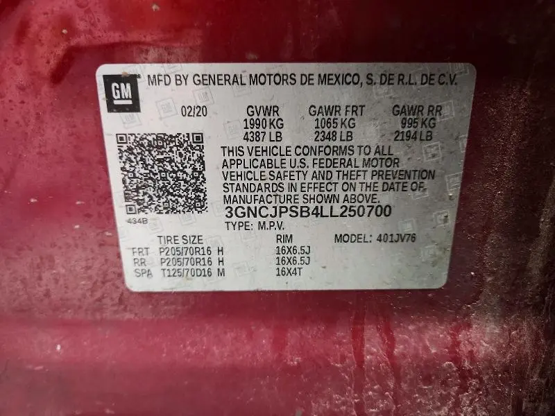 2020 CHEVROLET TRAX 1LT  
