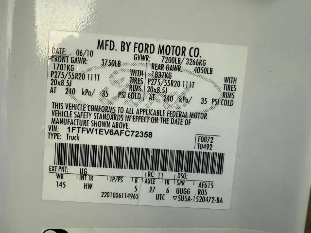 2010 FORD F150 SUPERCREW  