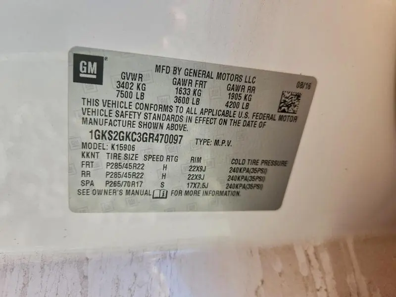 2016 GMC YUKON XL K1500 SLT  