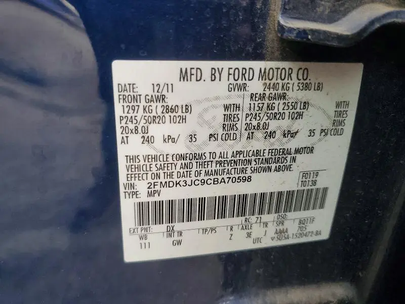 2012 FORD EDGE SEL  