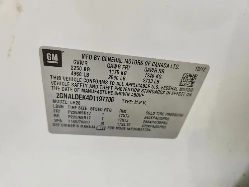 2013 CHEVROLET EQUINOX LT  