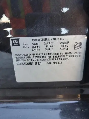 2016 CHEVROLET SONIC LT  