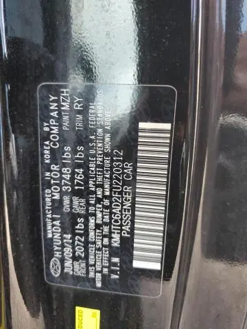 2015 HYUNDAI VELOSTER   