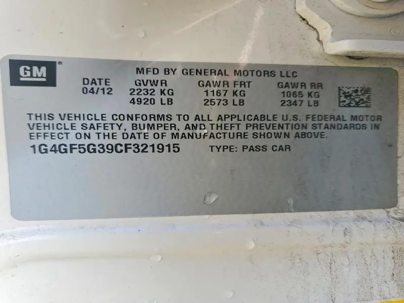 2012 BUICK LACROSSE PREMIUM  