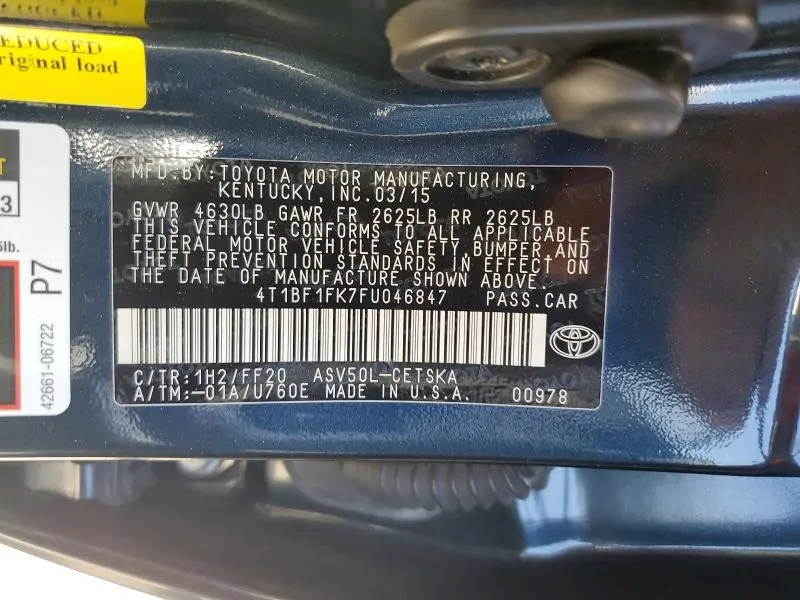 2015 TOYOTA CAMRY SE  