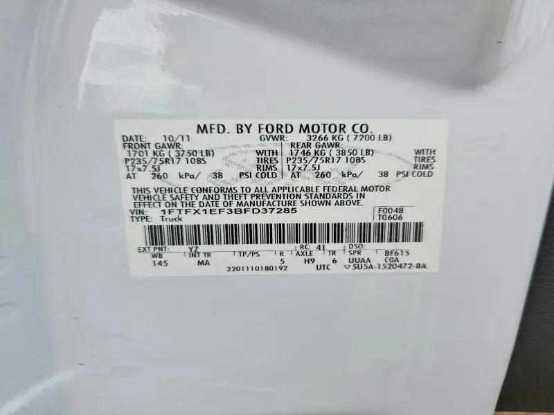 2011 FORD F150 SUPER CAB  