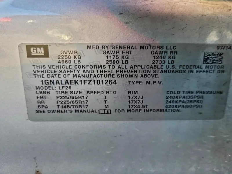 2015 CHEVROLET EQUINOX LS  