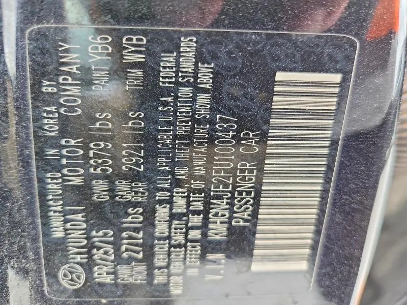 2015 HYUNDAI GENESIS 3.8L  