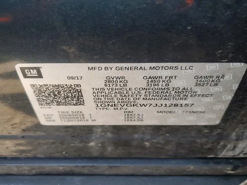 2018 CHEVROLET TRAVERSE LT  