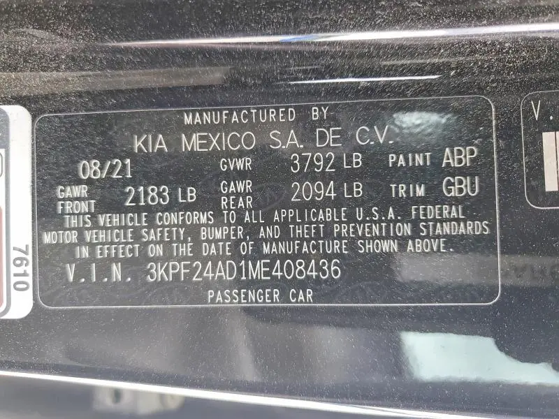 2021 KIA FORTE LXS  