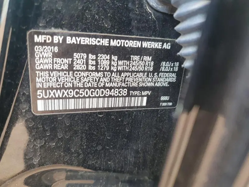 2016 BMW X3 XDRIVE28I  