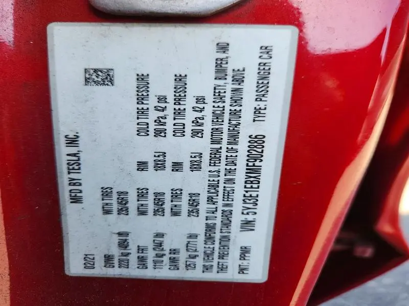 2021 TESLA MODEL 3   