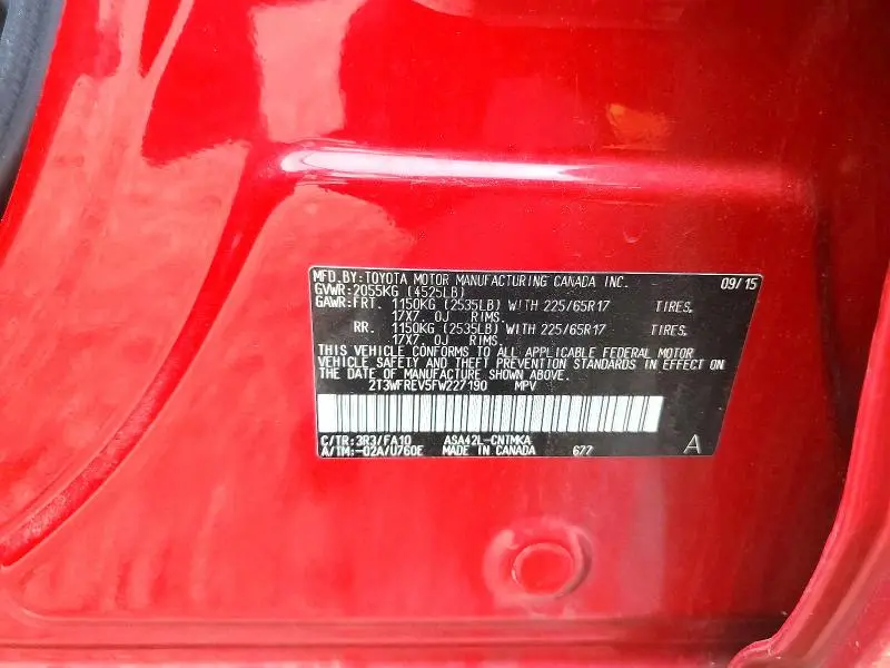 2015 TOYOTA RAV4 XLE  
